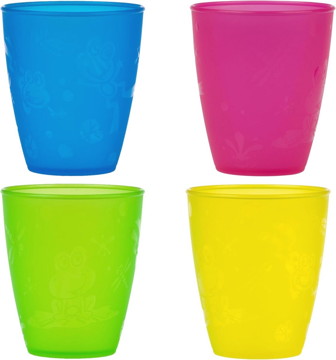 Drinking Cups Set - 4 Kleurrijke Tassen met Schattig Kikker Motief