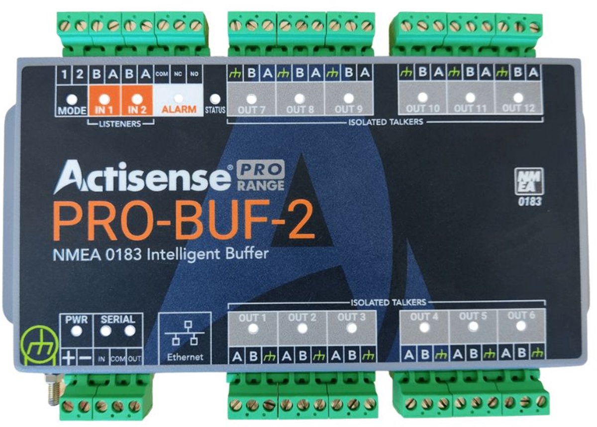 Actisense PRO-BUF-2 NMEA 0183-Buffer (RINA) - 2 OPTO-ingangen, 12 ISO-uitgangen, seriële poort en ethernet