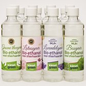 KieselGreen 12 Liter Bio-Ethanol Aromamix (Bos, Groene Thee, Lavendel, Lotus) - Bioethanol 96.6%, Veilig voor Sfeerhaarden en Tafelhaarden, Milieuvriendelijk - Premium Kwaliteit Ethanol voor Binnen en Buiten