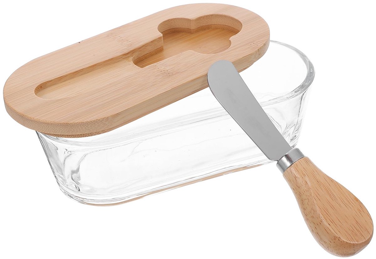 POINT-VIRGULE Botervloot met glazen deksel - Transparant met houten POINT-VIRGULE Botervloot met glazen deksel - Transparant met houten