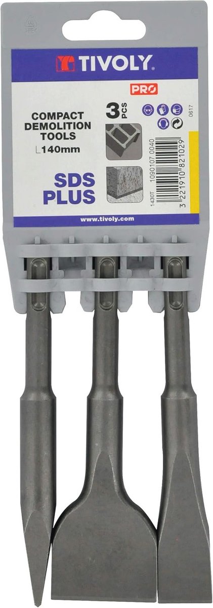 Compactspikes en Beitel Set SDS - 3 Delige Set met Extra Korte Lengte