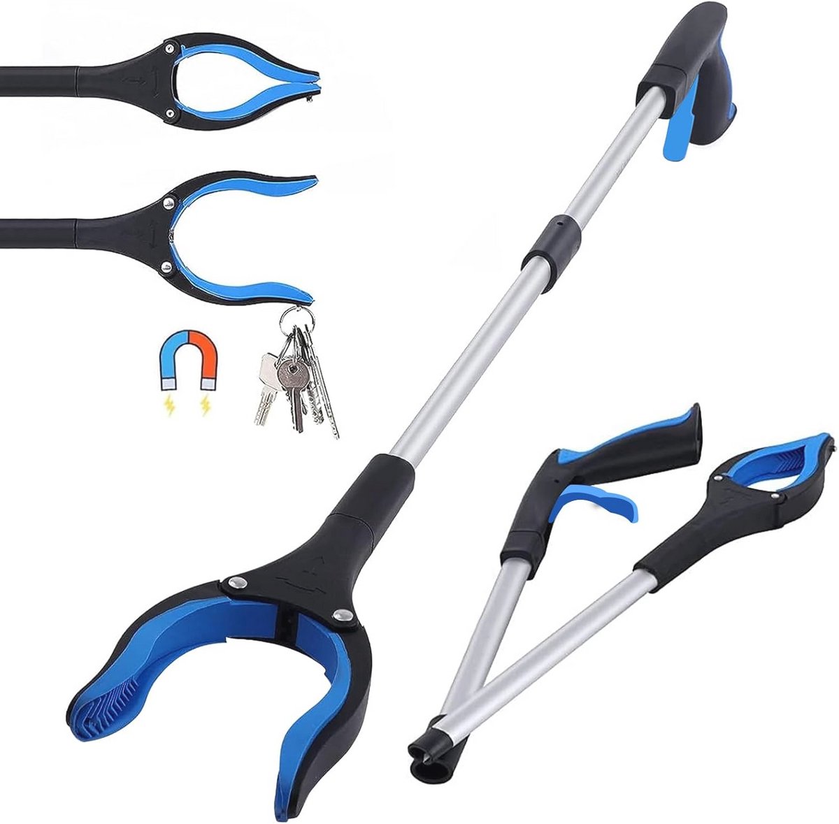 360° Draaibare Grijptang voor Senioren en Kinderen - 81 cm Opvouwbare Grijper met Magnetische Grijparm en Ergonomische Handgreep