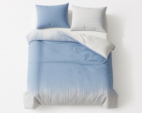 Housse de couette 200x200 - Katoen - Gradient - Blauw/Wit