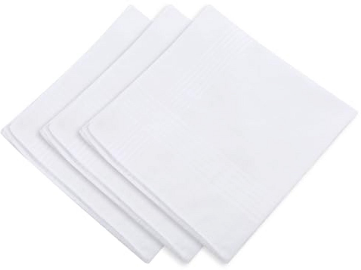 Witte zakdoeken voor heren - Biologisch katoen - 40 x 40 cm - Set van 3