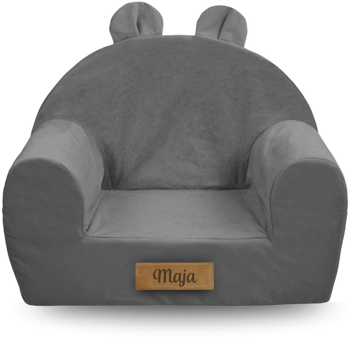 Kinderfauteuil met oren, gepersonaliseerd voor baby’s en peuters 56x33x42 cm, grijs