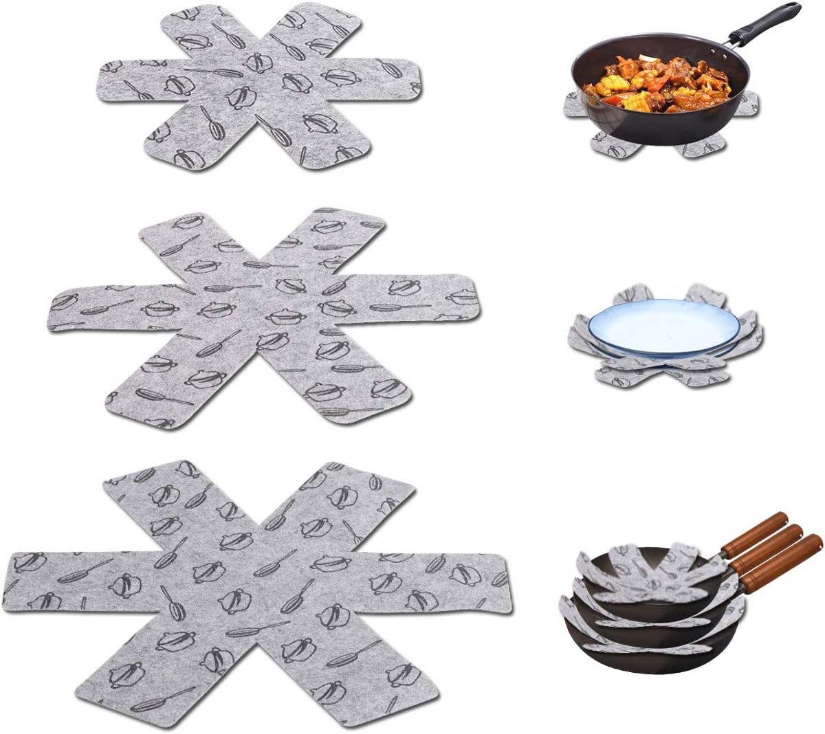 Anti-Kras Pot en Pan Protectors - 15 Anti-Slip Separators voor Keukengerei