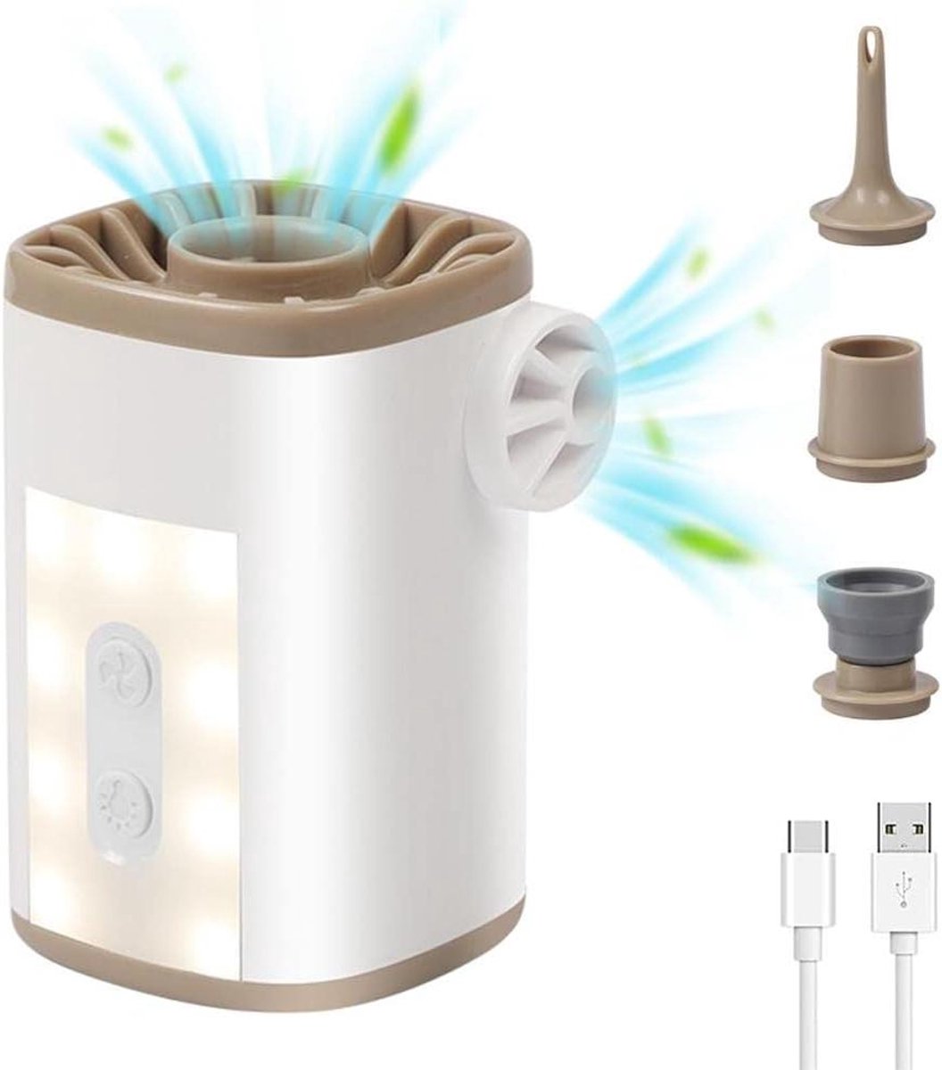 E-Ambar - Draagbare luchtpomp met LED-licht voor luchtmatrassen - Draadloze elektrische inflator met batterij - Ultralight pomp met afmetingen 12 * 6 * 6