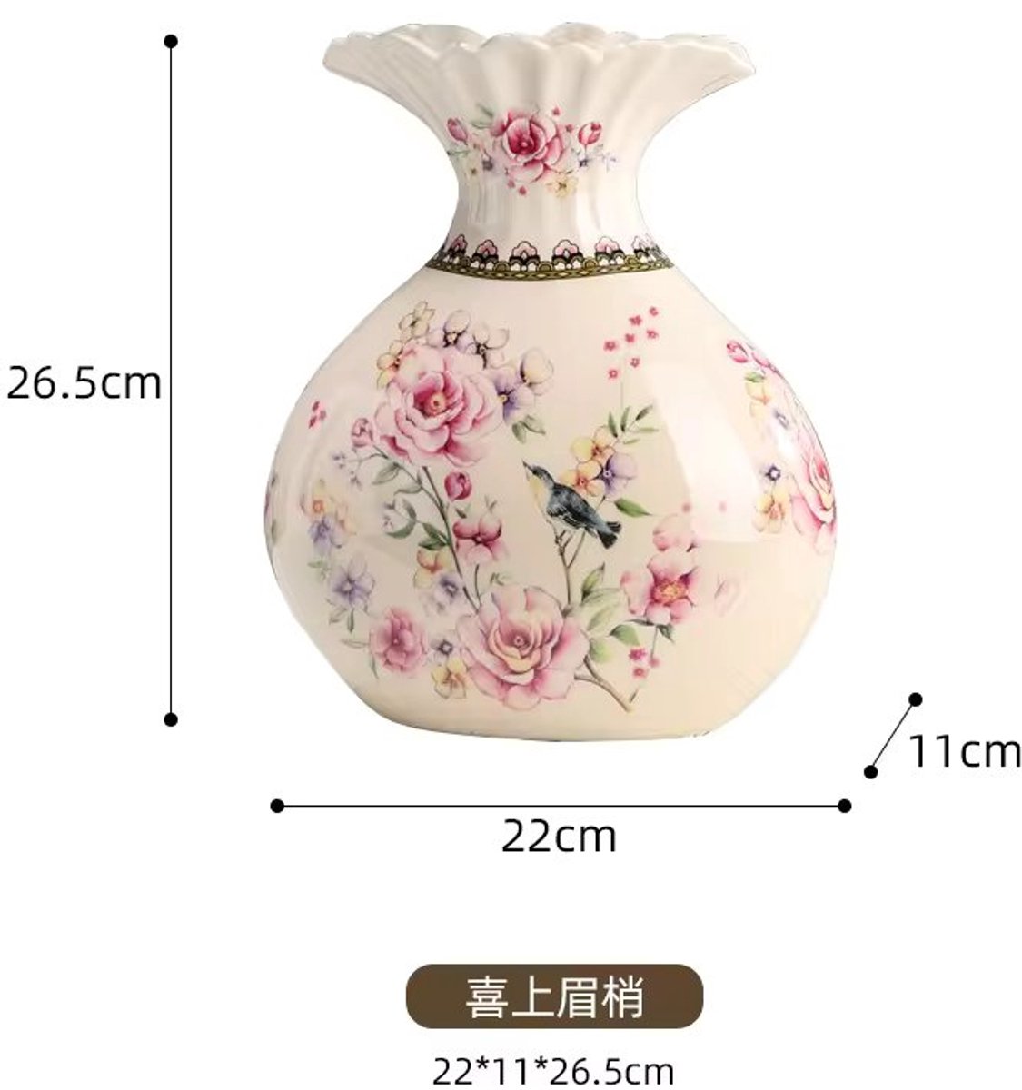Home Cute Home - Europese design porseleinen vaas met roze bloem