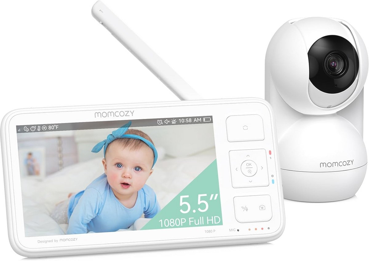 Video Baby Monitor met 5.5 Inch 1080p Scherm - Nachtzicht, 2-Weg Audio en Tot 500 m Bereik