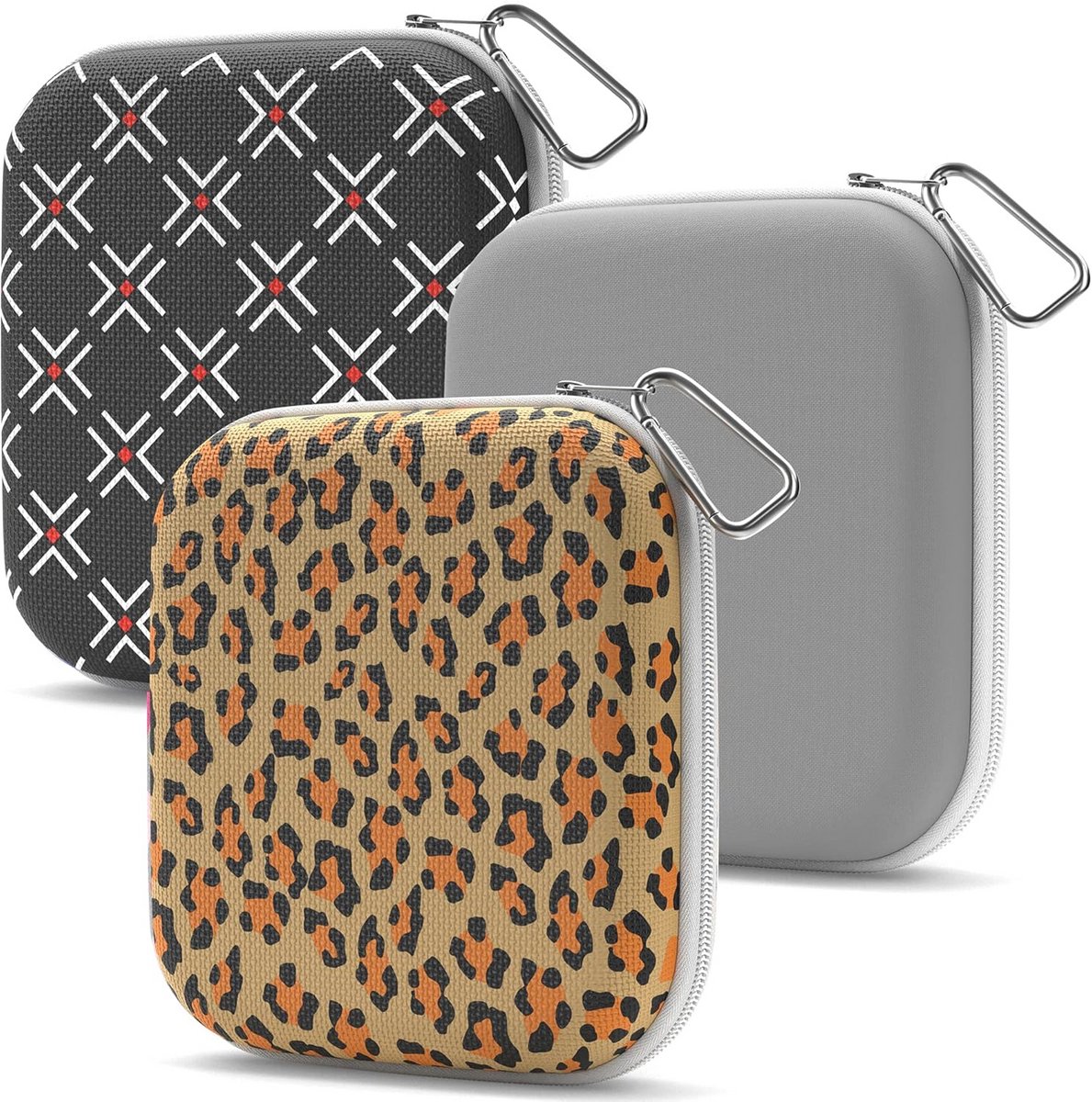 Draagbare Neopreen Masker Opbergkoffer met Rits en Karabijnhaak - 3 Pack voor Kinderen en Volwassenen