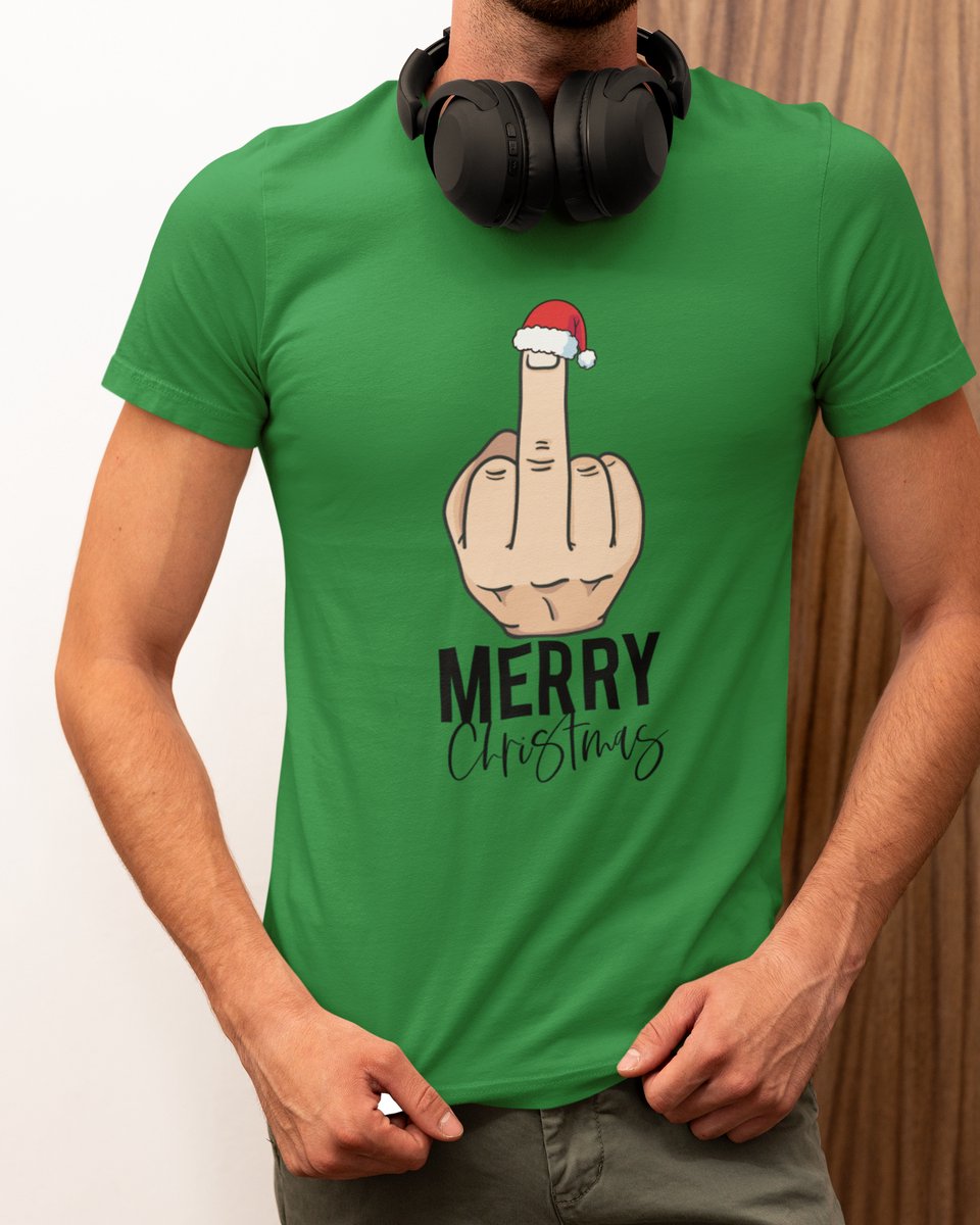 Middle Finger Kerst - Kerst T-shirt Groen - Grappig T-shirt - Maat XL - Kerst Cadeau Mannen - Limited Edition