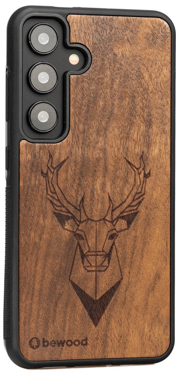 Bewood – Houten hoes – voor Samsung Galaxy S24 – Imbuia hout – Met hertenmotief