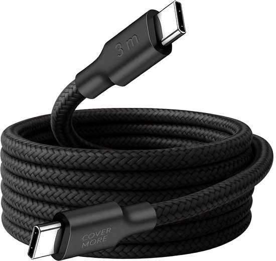 Lange 3m USB C naar USB C kabel nylon gevlochten, snellader, duurzaam, geschikt voor Samsung, iPhone, laptop, tablet