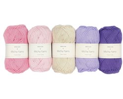 Micha Yarns - 5 bollen haakkatoen pakket - 100% katoen haakgaren - 5 x 50gram - Cotton Candy - Love (006)