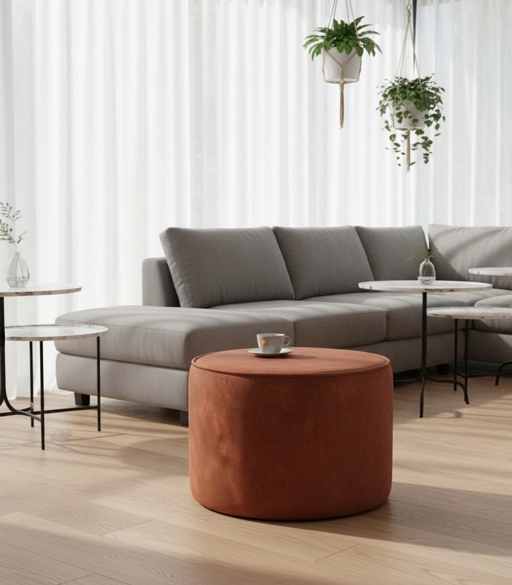 Poef Luna Rond Velours 55x55x40 cm – Comfortabel & Stijlvol – Altameubel