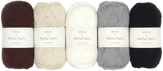 Micha Yarns - 5 bollen haakkatoen pakket - 100% katoen haakgaren - 5 x 50gram - Cotton Candy - Vintage (001)