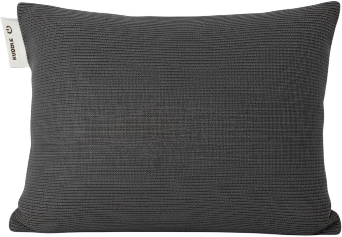 Kuddle Warmtekussen Oplaadbaar - Gebreid 'Cozy Grey' 45x60cm - Draadloos & Elektrisch - Vaste batterij