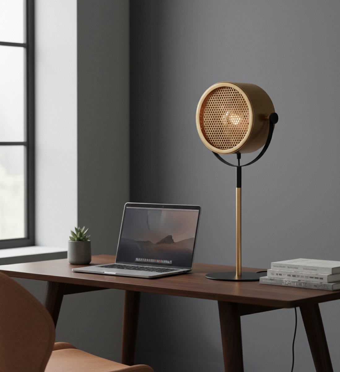 Muse Retro Tafellamp 20x20x60 cm – Stoere Designlamp van Metaal | Altameubel