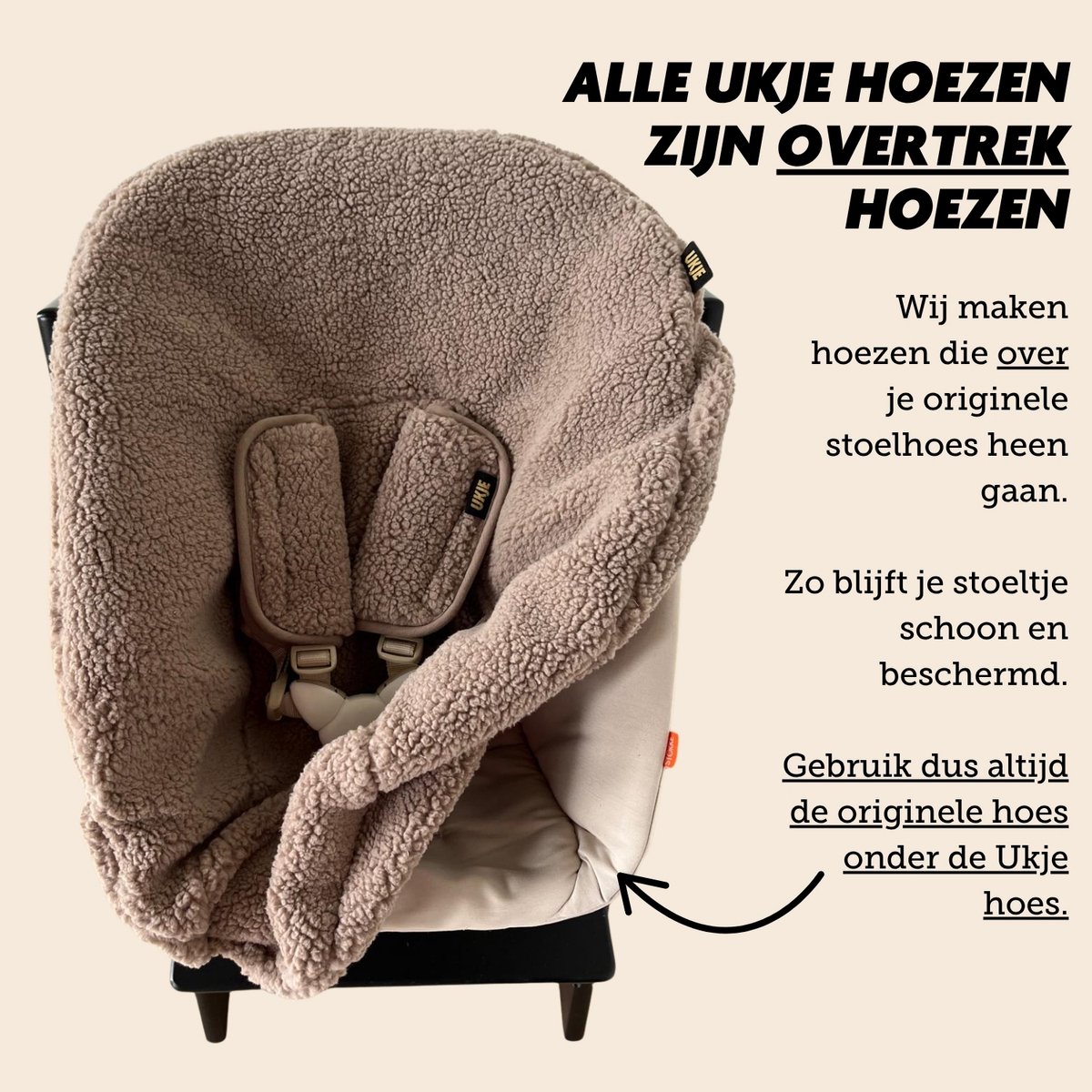 Ukje Beschermhoes compatibel met Stokke pasgeborenen met gordelkussen | accessoires voor kinderstoel | stoffen bekleding voor baby's en kleine kinderstoelen | handgemaakt in Europa (taupe wafel
