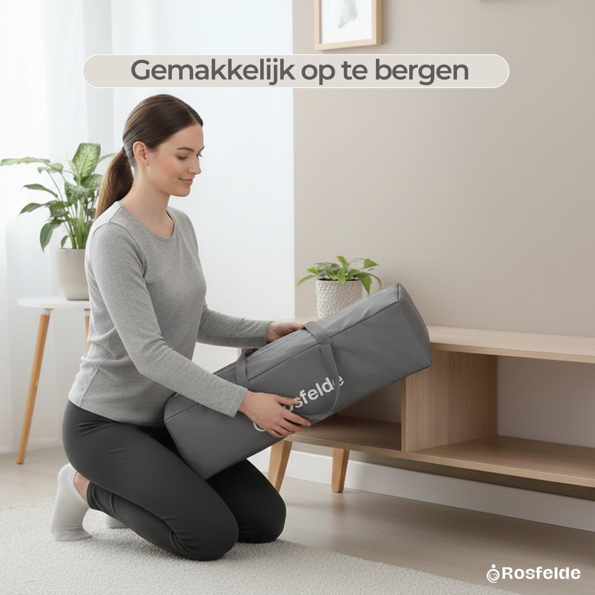Rosfelde Grondbox Baby - Speelbox - Playpen - Gemakkelijk op te zetten - 120x120 CM - Grijs – foto 3