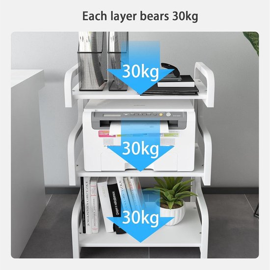 Industriële Printertafel met Verrijdbare Wielen en Twee Opslagniveaus voor Kantoor