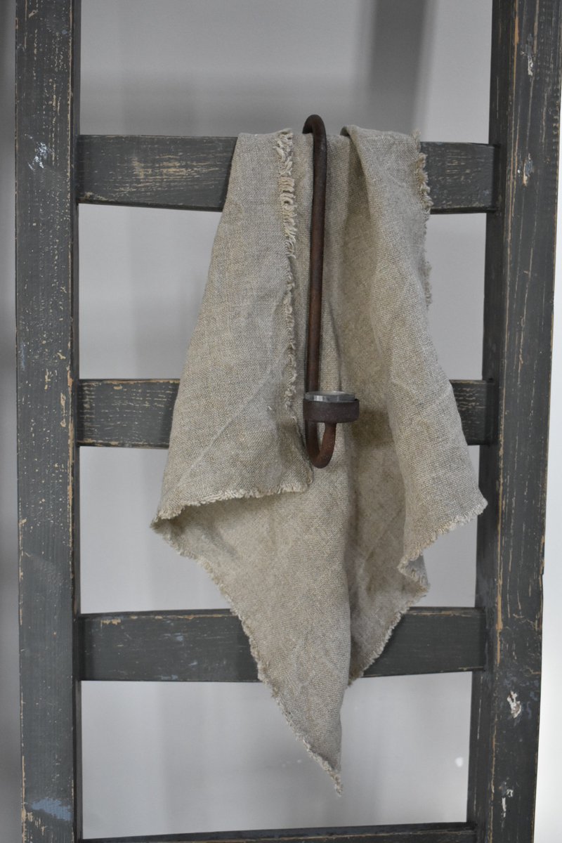 Shabby doek 45x45 cm 100% linnen effen - Naturel - Gerafeld onbedrukt 100% linnen - Grote decoratie doek - Stevige shabby landelijke doek - robuust sober.