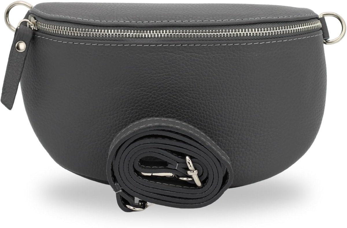 BELCHOME Sahel heuptas voor dames, handgemaakte schoudertas en crossbodytas van echt leer met brede leren riem en extra schouderband met patroon, stijlvolle heuptas met twee ritssluitingen, gemaakt in Italië