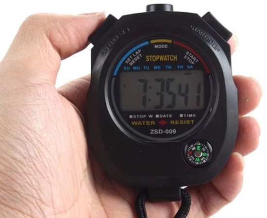 Stopwatch - Grote Display - Waterdicht - Zwart