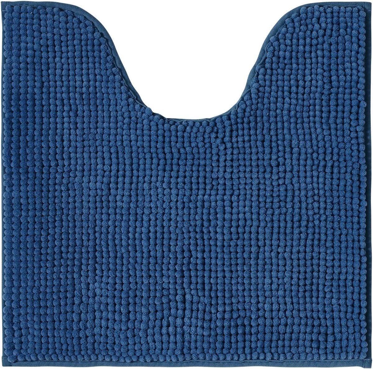 Badmat - 45 x 45 cm (Vierkant - WC-Uitsnijding) - Polyester - Glad geweven - Hoogpolig - Gevlochten - Anti-Slip - Super absorberend - machinewasbaar - Kleur: Blauw