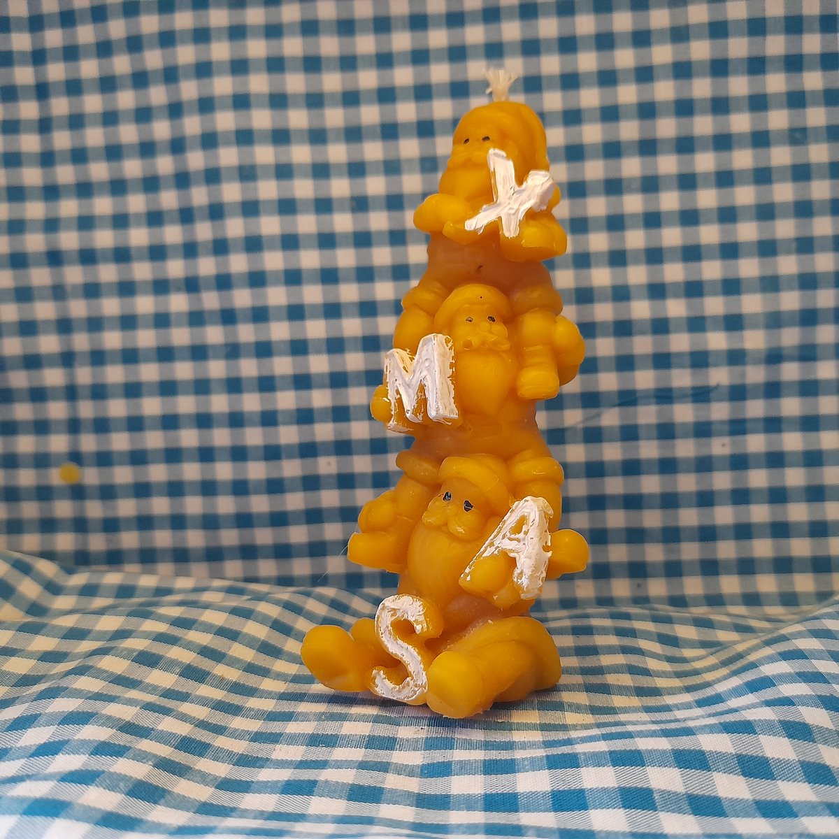 Bijenwaskaars, stapel van 3 kerstmannetjes