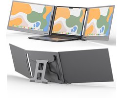 VisionMate Portable Monitor 15.6 inch Tri-screen - 1 Kabel Variant - Draagbare Monitor voor Laptop - USB-C & USB - Extra scherm laptop - Icd Display - Draagbaar laptop beeldscherm uitbreider - Plug & Play