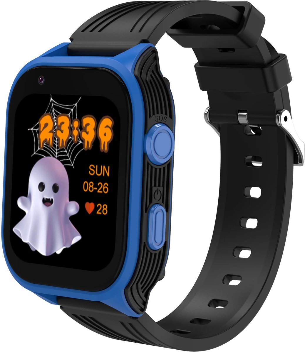 DrPhone KidsTimeX14 – 4G Kinder Smartwatch met GPS - WhatsApp – Videobellen – Bluetooth – Hotspot – SOS – Nederlandse Mobiele App - Camera & 1.83” HD Touchscreen – IP67 Waterdicht - Blauw/Zwart