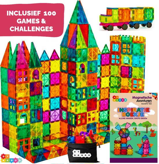 Magnetic Tiles - 132 stuks - Magnetisch Speelgoed - Constructiespeelgoed Meisjes Jongens - Magna Magnetische Tegels Educatief Mind Montessori Kinderspeelgoed 3 Jaar, 4 jaar, 5 jaar, 6 jaar, 7 jaar, 8 jaar - Sinterklaas Cadeautjes Creatief
