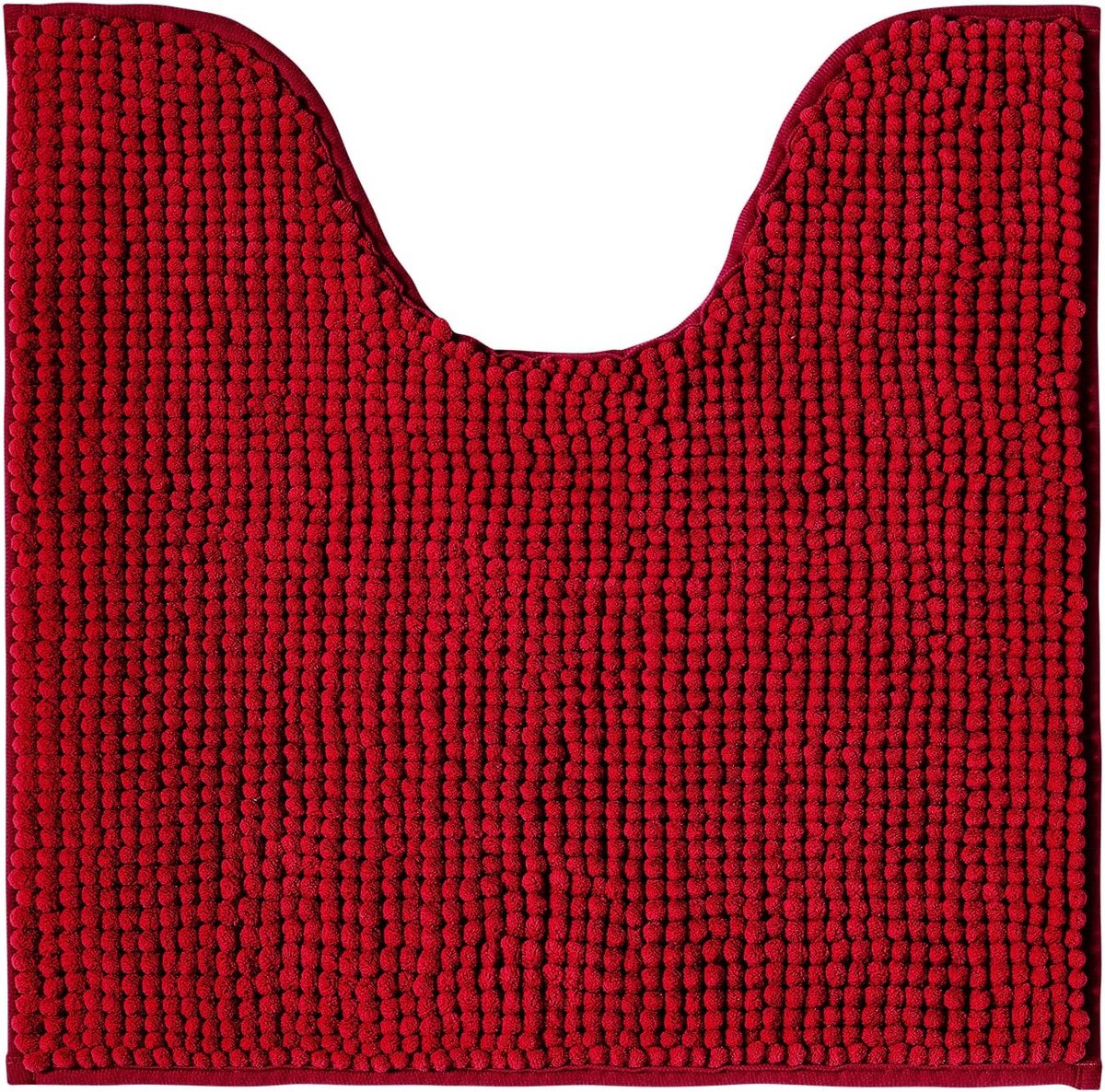 Badmat - 45 x 45 cm (Vierkant - WC-Uitsnijding) - Polyester - Glad geweven - Hoogpolig - uper absorberend - Anti-Slip - machinewasbaar - Kleur : Rood