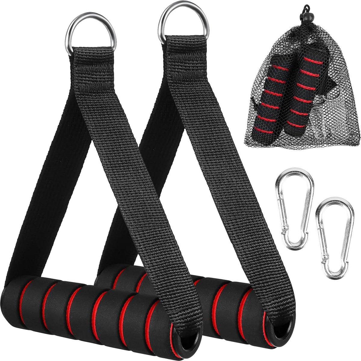 One-handed handle - slat pull handle voor fitnessbands - fitness grips - kabelpullhandvatten met zware D-ring en snap sluiting voor weerstandsbanden