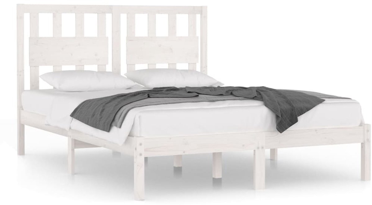 Tweepersoonsbed | Dubbelbed | Volwassenenbed | Bedframe massief grenenhout wit 180x200 cm