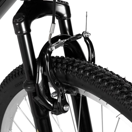 BAMCBASE Agave Voorvering Mountainbike - 26 inch - Carbonstalen Frame - 18 Versnellingen - Handrem - V-Brake - Spatborden - Zwart - Geschikt voor buitenactiviteiten in de lente van Bamcbase — afbeelding 4