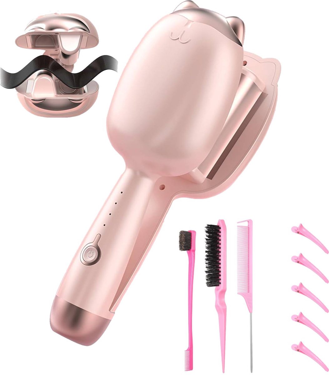 Krultang, beach wave curl bar, ion curler 1.26 inch dubbele - Krultang, - €26,14