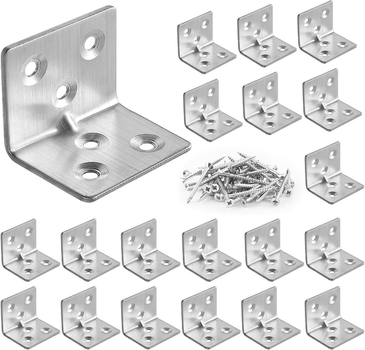 Roestvrijstalen Hoekverbinders - 20 Stuks 30x30x38 mm voor Houten Meubels