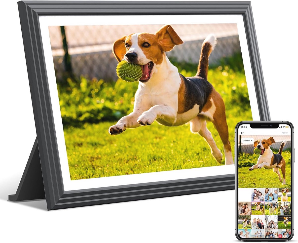 Digitale fotolijst 10,1 inch met Wifi en HD IPS-touchscreen - Slimme Cloud fotolijst voor het delen van foto's en video's