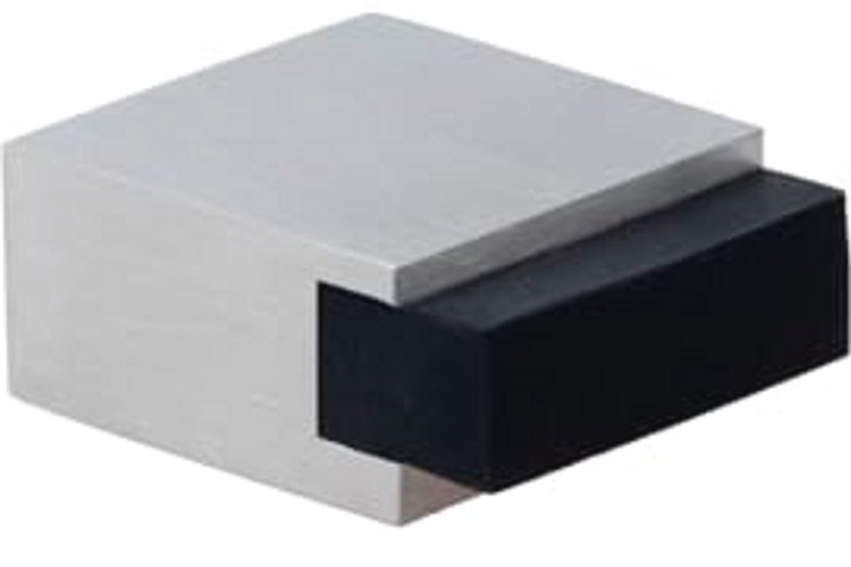 Zelfklevende Deurstopper Zwart Rubber | Mini Formaat 25 x 14 mm | Roestvrij Staal | Sterke Hechting