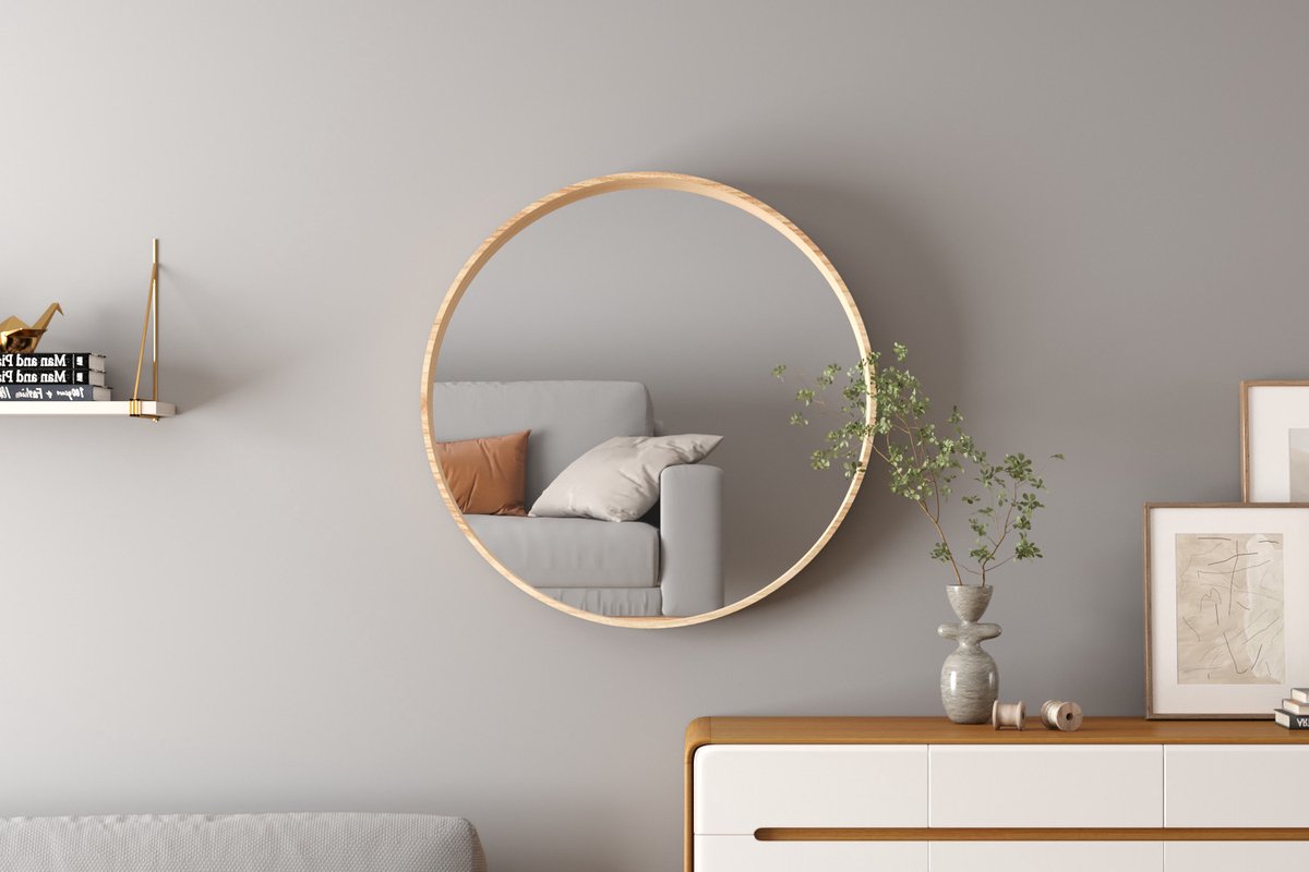 Ronde Spiegel Ria | Ø80 X 10 Cm | Old Oak-design - Rousseau - Spiegels - Bruin - Spiegel