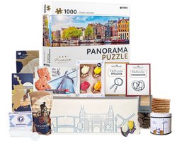 Holland Pakket 3 - Cadeaupakket - Kerstpakket - Geschenkpakket - Pakket met Grachtenhuis Puzzel en diverse Hollandse lekkernijen en cadeautjes