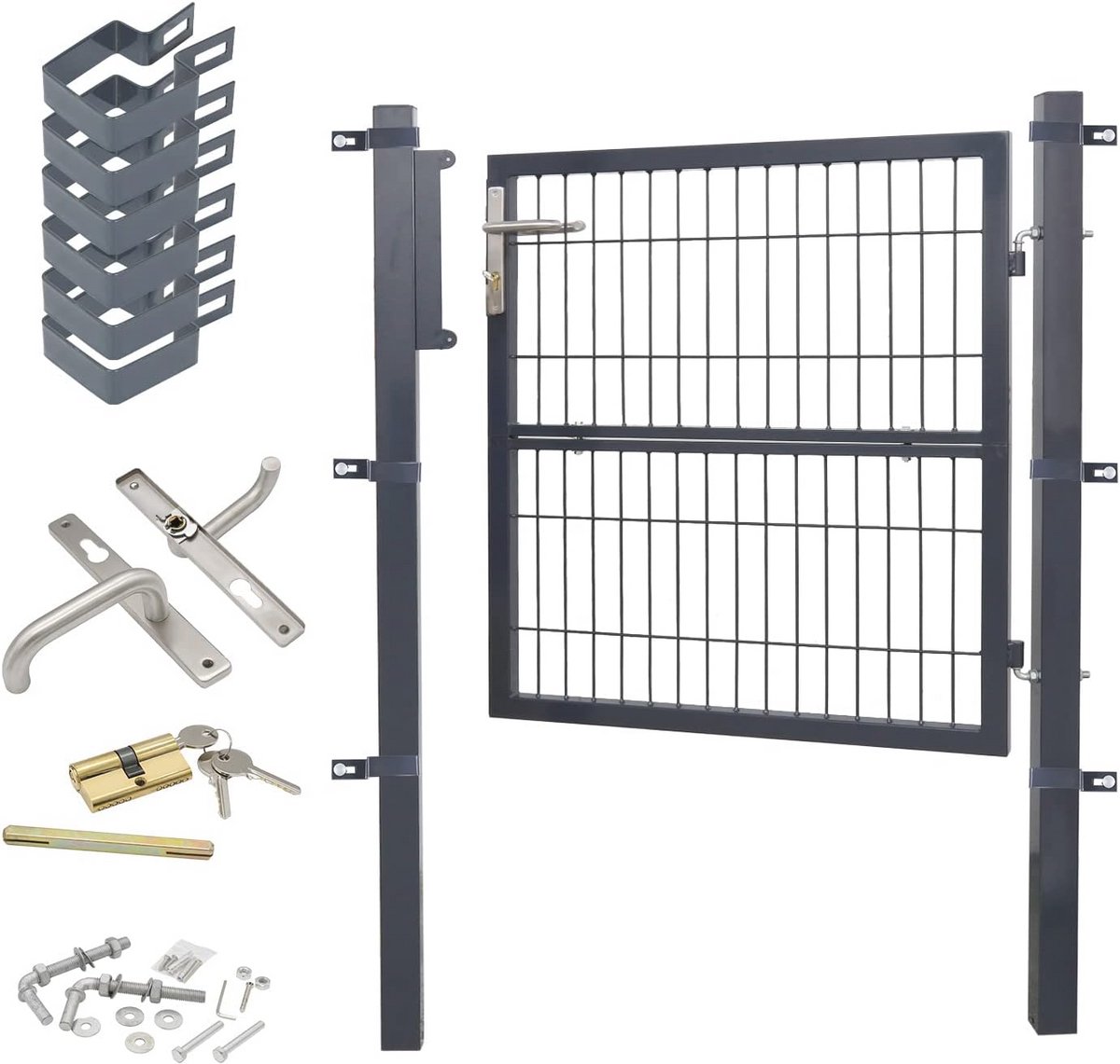 Tuinpoort Antraciet 100 x 100 cm met Slot - Duurzame Stalen Tuindeur voor Tuin en Hekwerk