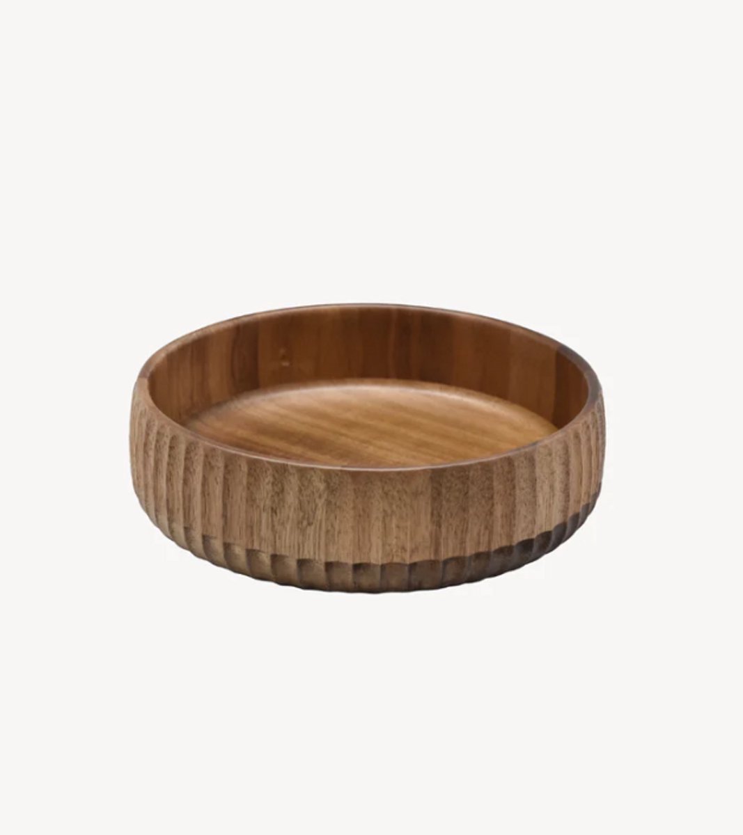 Zoha Stripe Bowl – Massief Acaciahout – Gegroefde Snackschaal – Handgemaakt – 19×6 cm