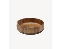 Zoha Stripe Bowl – Massief Acaciahout – Gegroefde Snackschaal – Handgemaakt – 19×6 cm