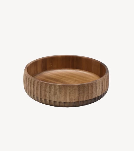 Bol Zoha Stripe – Bois d'acacia Massief – Bol à apéritif rainuré – Handgemaakt – 19 × 6 cm