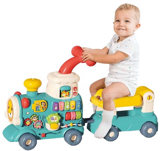 Tiny Komodo - 5-in-1 Baby Walker - Stoomtrein - Multifunctioneel Educatieve Leeractiviteit- Peuter Loopwagen met Muziek - Interactief & Educatief Speelgoed - Baby Speelgoed 1 Jaar tot 3 Jaar - Locomotief met stoom