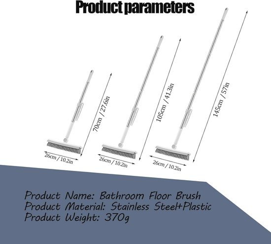 Stunq® schrobber met steel bad, 3-in-1 reinigingsborstel voor de badkamer