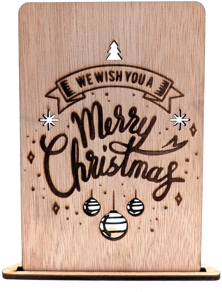 Houten kerstkaart - Merry christmas - kerstkaarten - kerstkaarten met envelop - luxe kerstkaarten